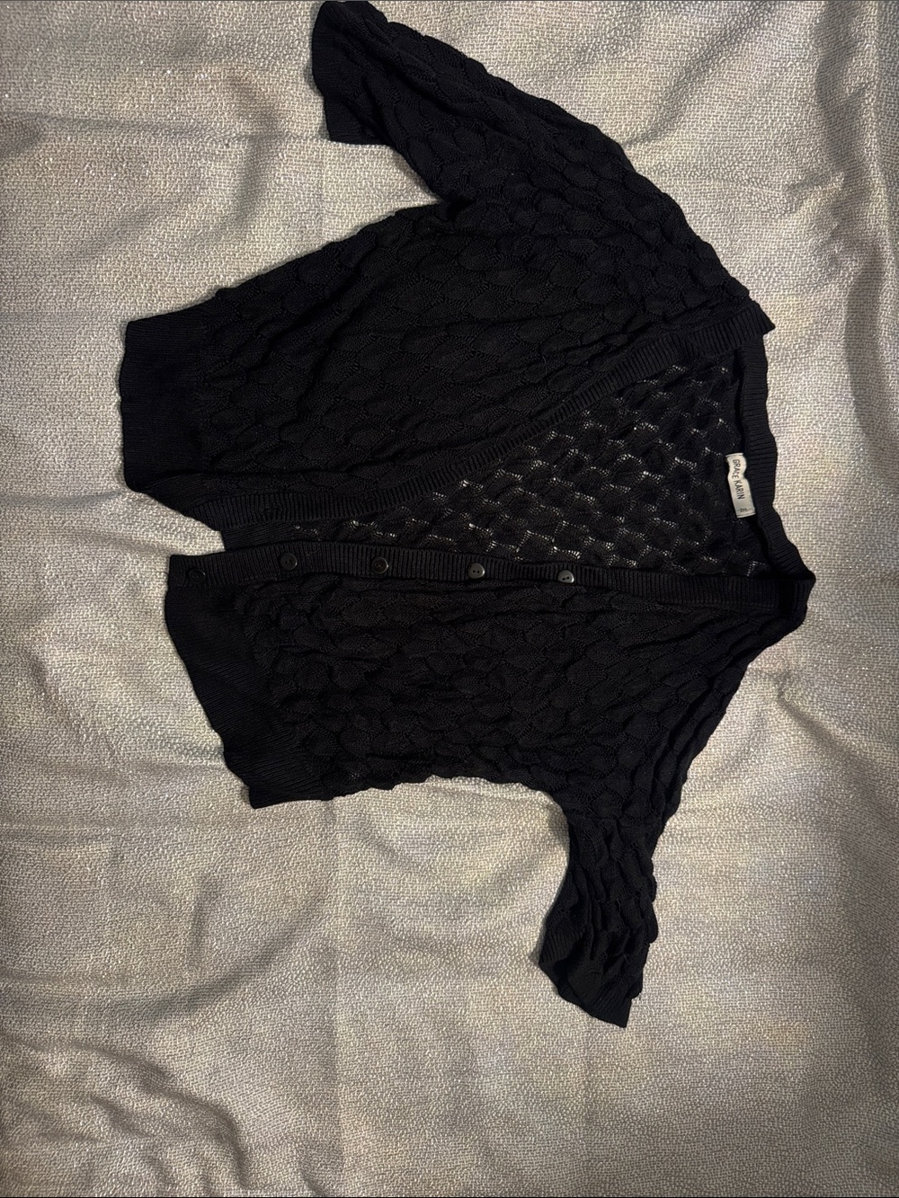 Grace Karin Black Cable Knit Button-Front Cardigan